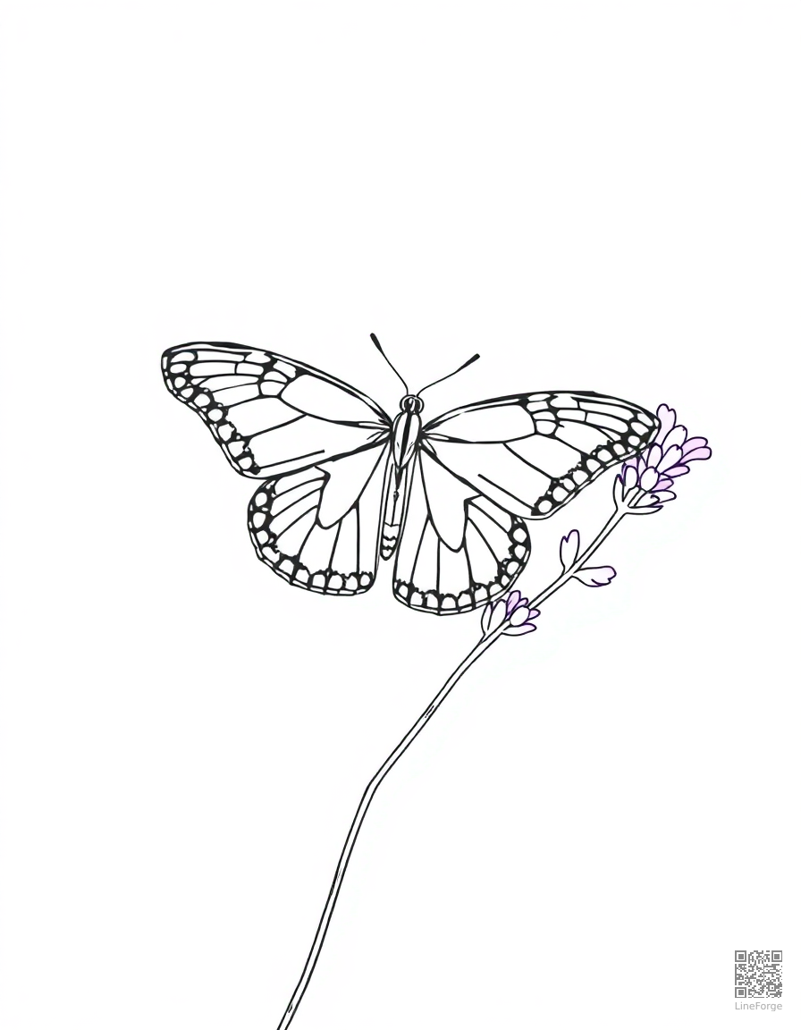 painted lady butterfly on lavender coloring page Minimal style - free printable
