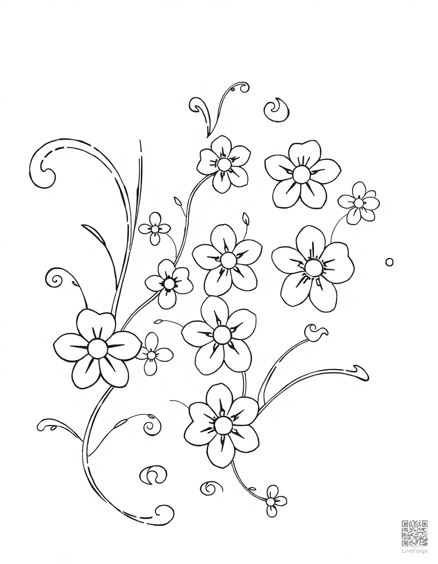 Paisley pattern with flowers coloring page Minimal style - free printable