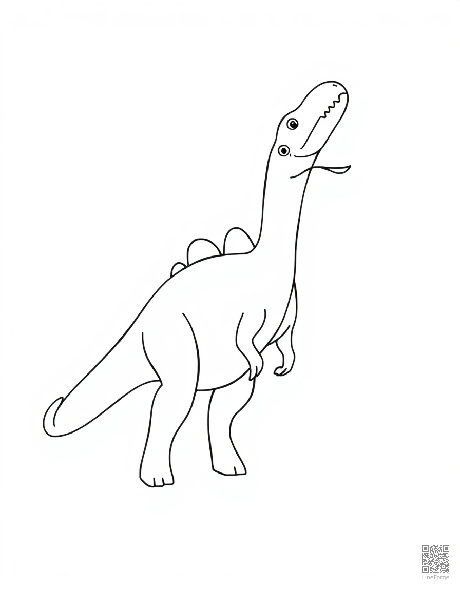 Free parasaurolophus calling to its herd coloring page in minimal style — printable line art