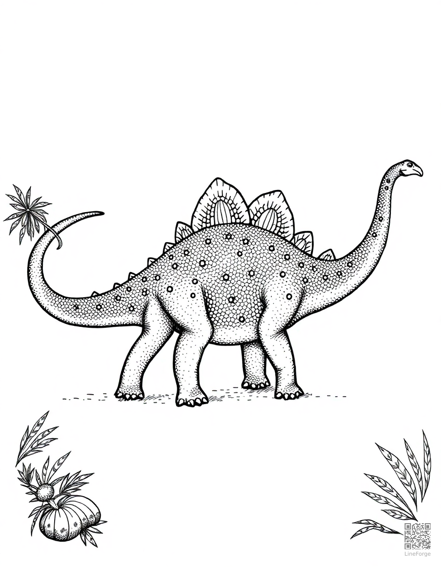 parasaurolophus calling to its herd coloring page Stipple style free printable