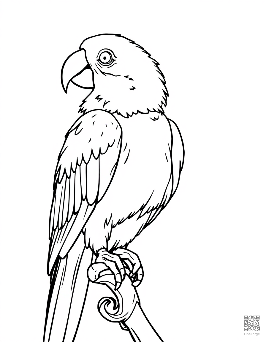 parrot perched on a pirate shoulder coloring page Contour style - free printable