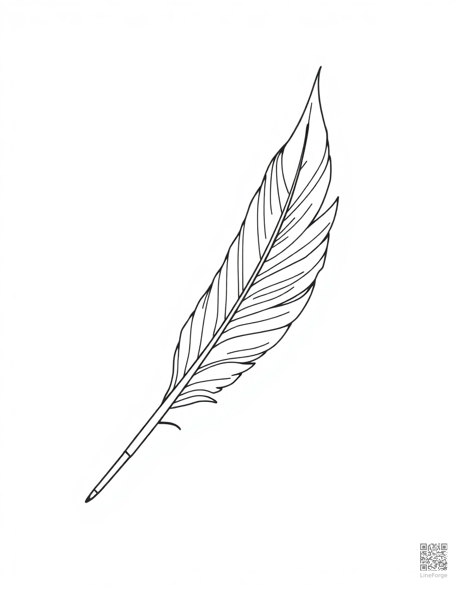 phoenix feather quill writing on parchment coloring page Minimal style - free printable