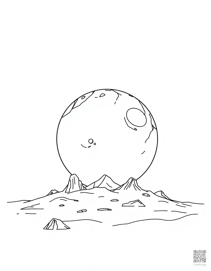 planetary landing with alien landscape coloring page Minimal style free printable