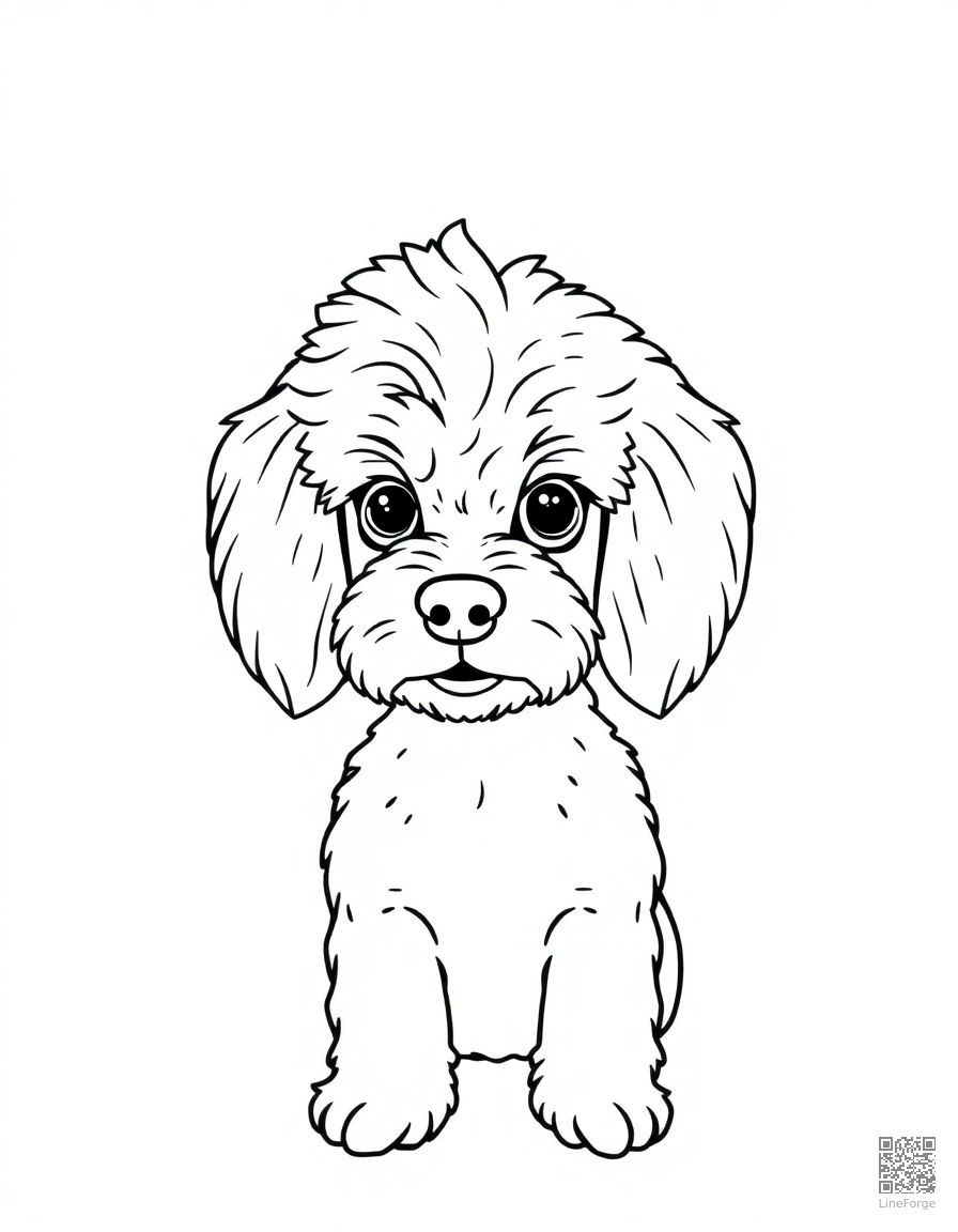 Free poodle with a fancy haircut coloring page in contour style — printable line art