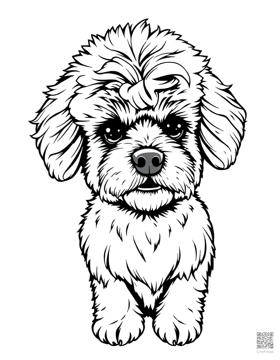 Poodle with a fancy haircut coloring page Manga style - free printable