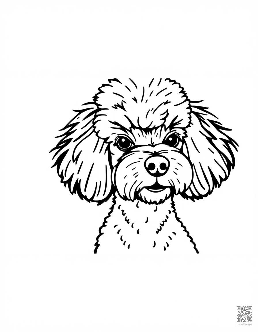 Free poodle with a fancy haircut coloring page in minimal style — printable line art