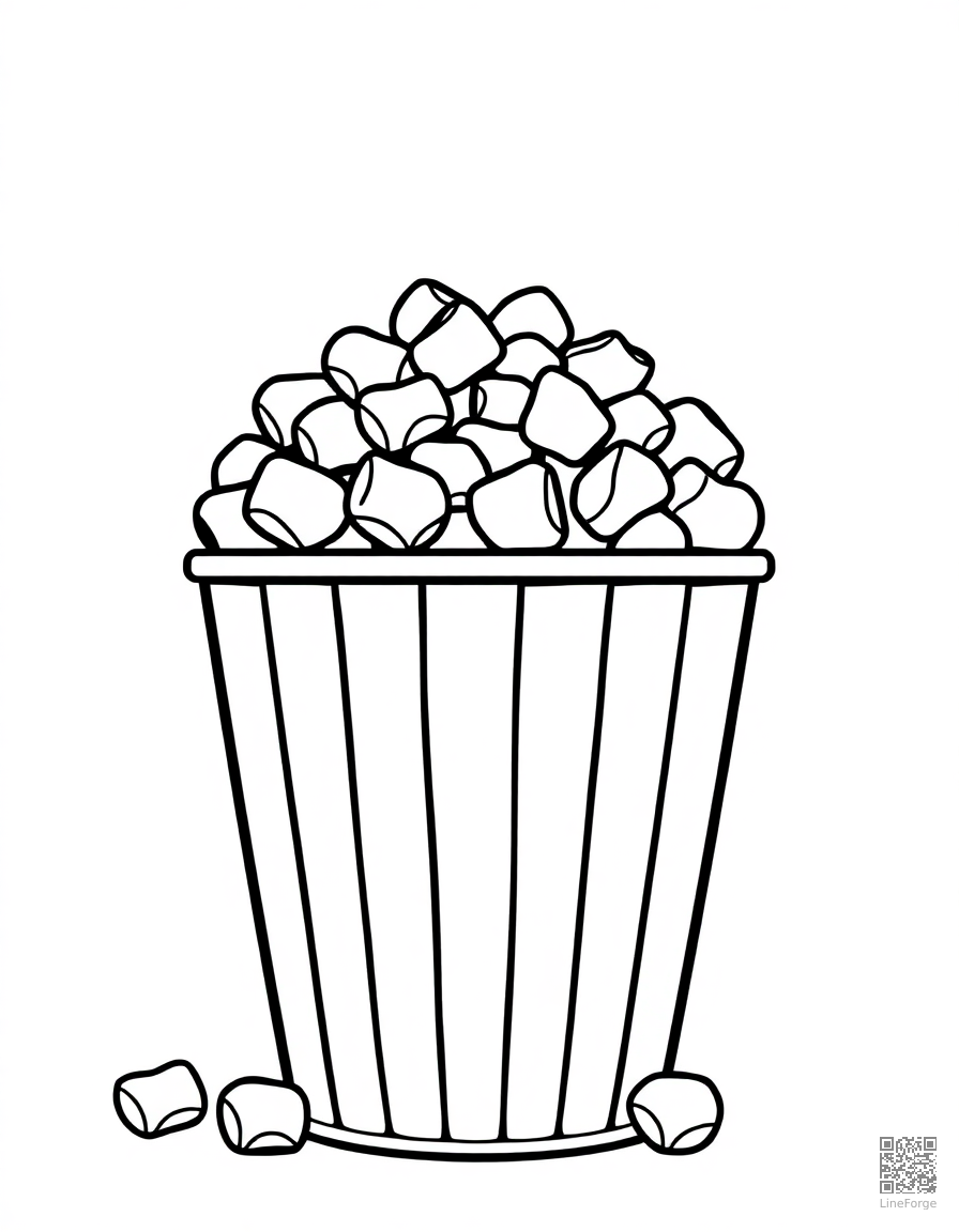 popcorn bucket at the movies coloring page Contour style - free printable