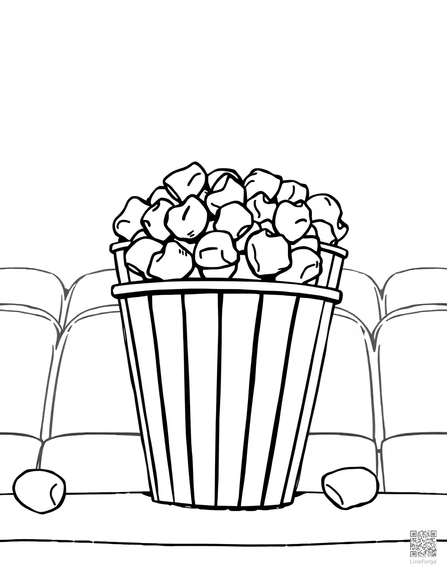 popcorn bucket at the movies coloring page Manga style - free printable