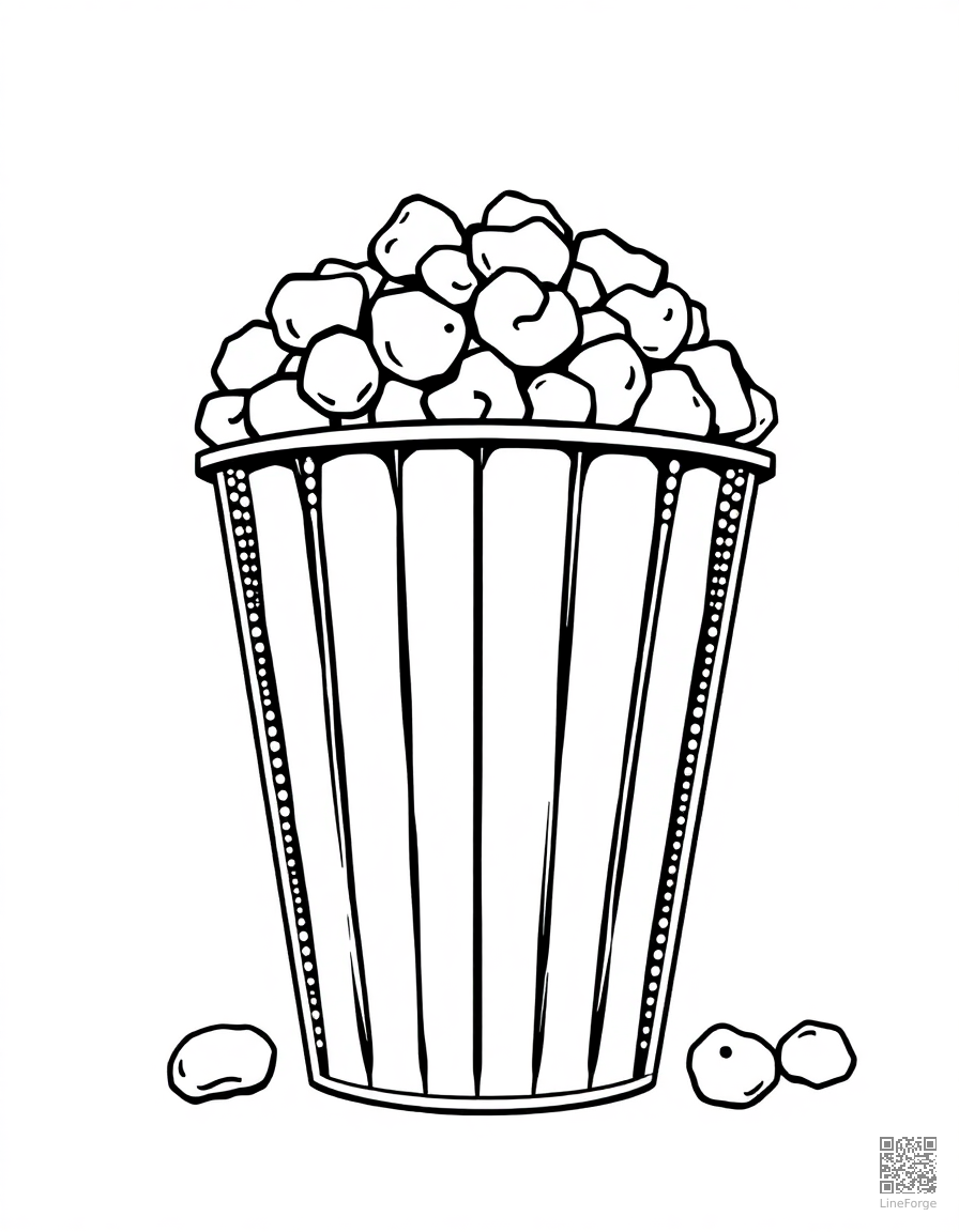 popcorn bucket at the movies coloring page Stipple style - free printable