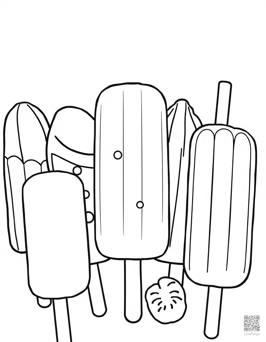 popsicle collection in different flavors coloring page Contour style - free printable
