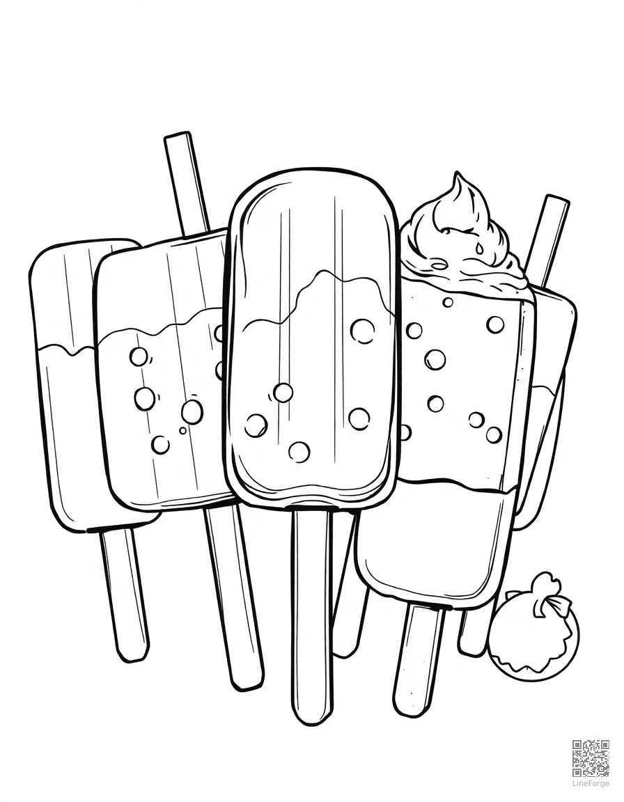 popsicle collection in different flavors coloring page Manga style - free printable