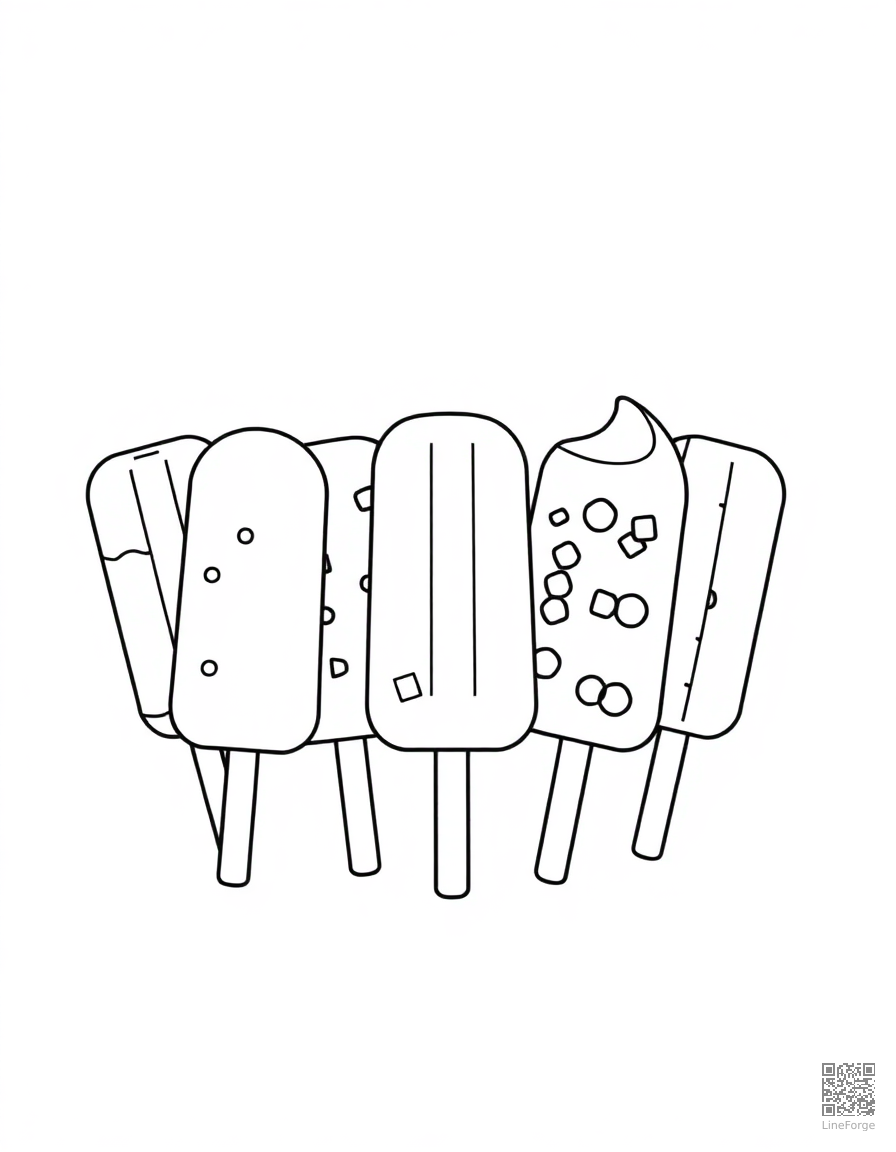 popsicle collection in different flavors coloring page Minimal style - free printable