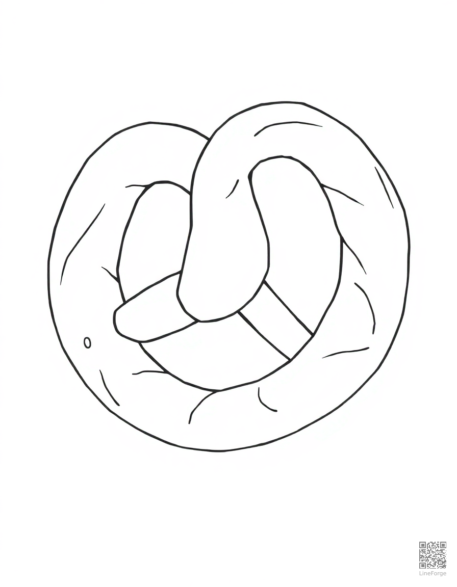 pretzel with salt crystals coloring page Contour style - free printable