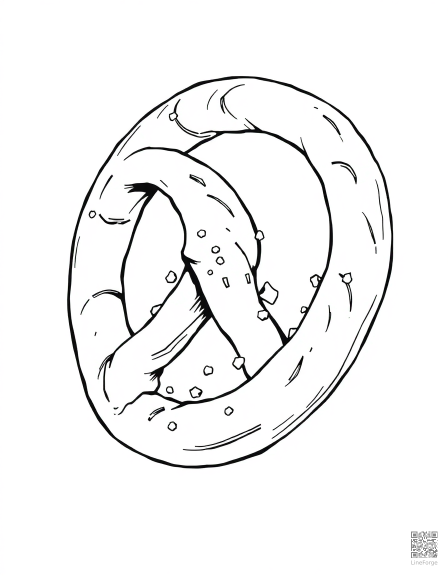 pretzel with salt crystals coloring page Manga style - free printable