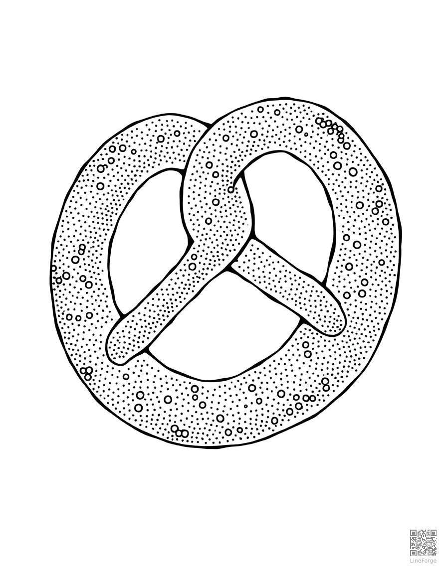 pretzel with salt crystals coloring page Stipple style - free printable