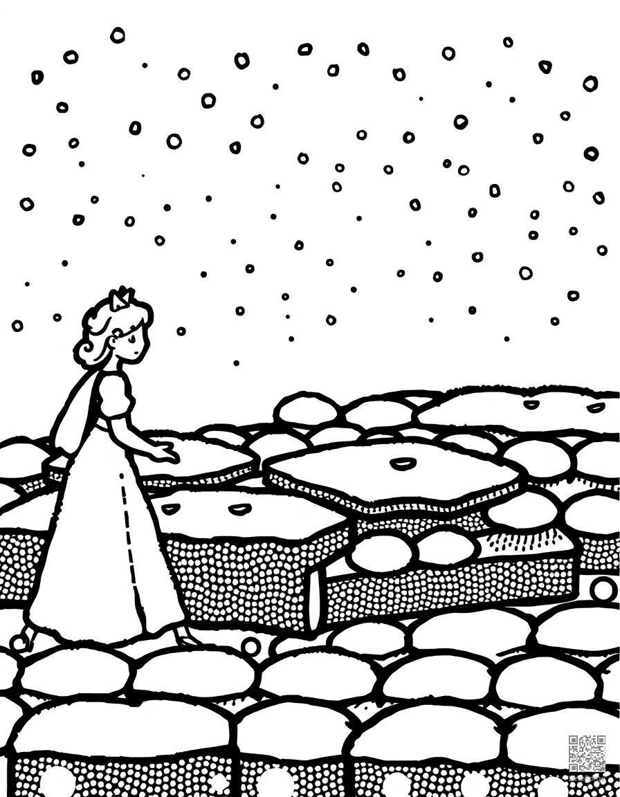 princess and the pea with many mattresses coloring page Stipple style - free printable