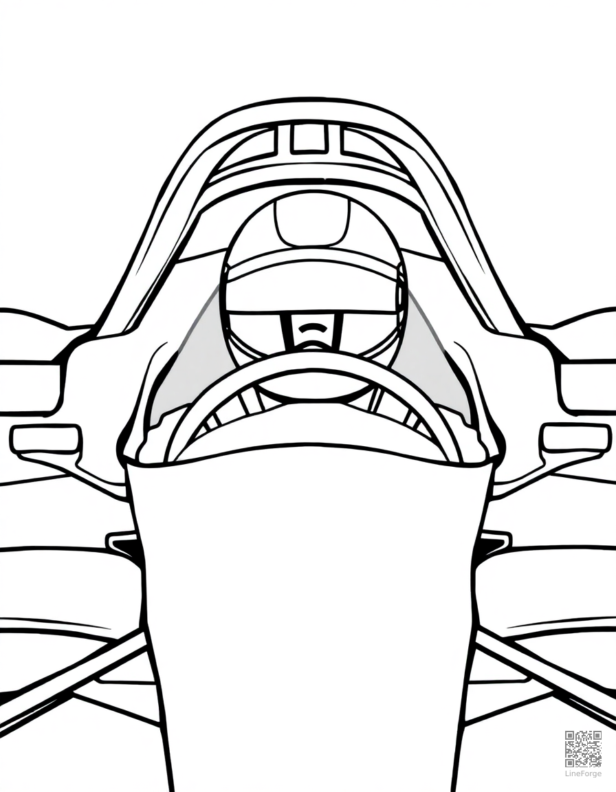 race car driver in the cockpit coloring page Minimal style - free printable