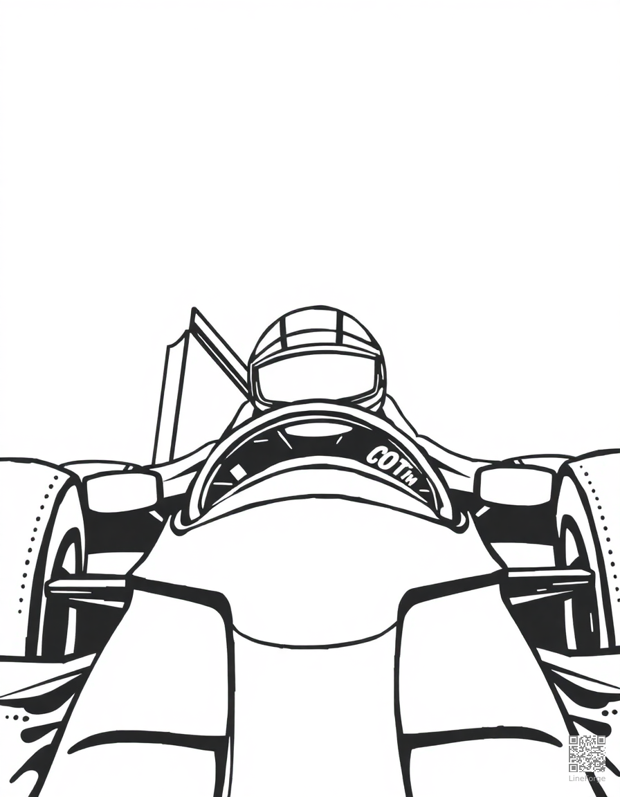 race car driver in the cockpit coloring page Stipple style - free printable