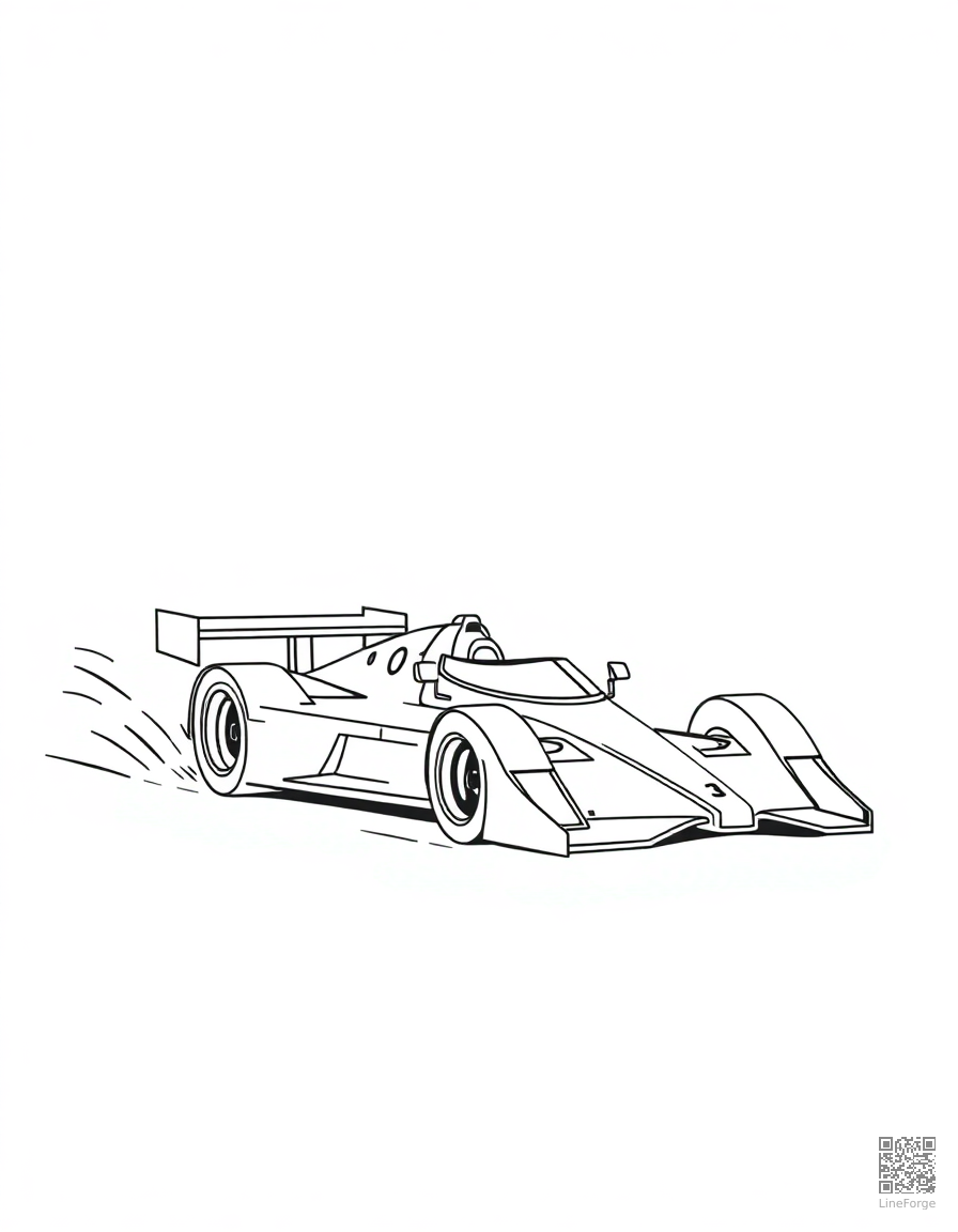 race car speeding around a track coloring page Minimal style - free printable