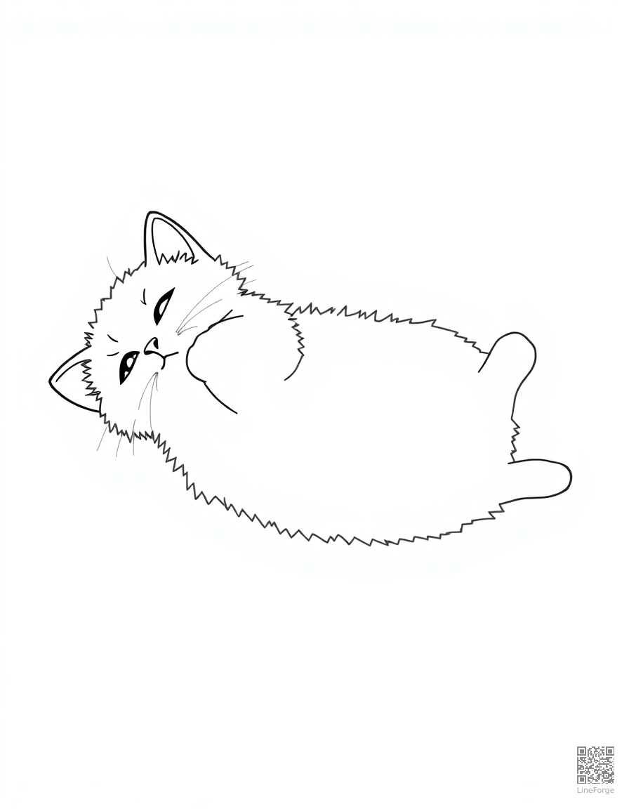 ragdoll kitten lying on its back coloring page Minimal style - free printable