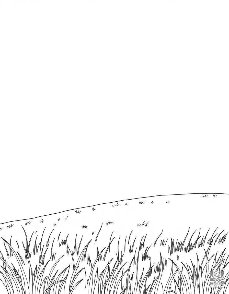 Free rainbow over a green meadow coloring page in minimal style — printable line art