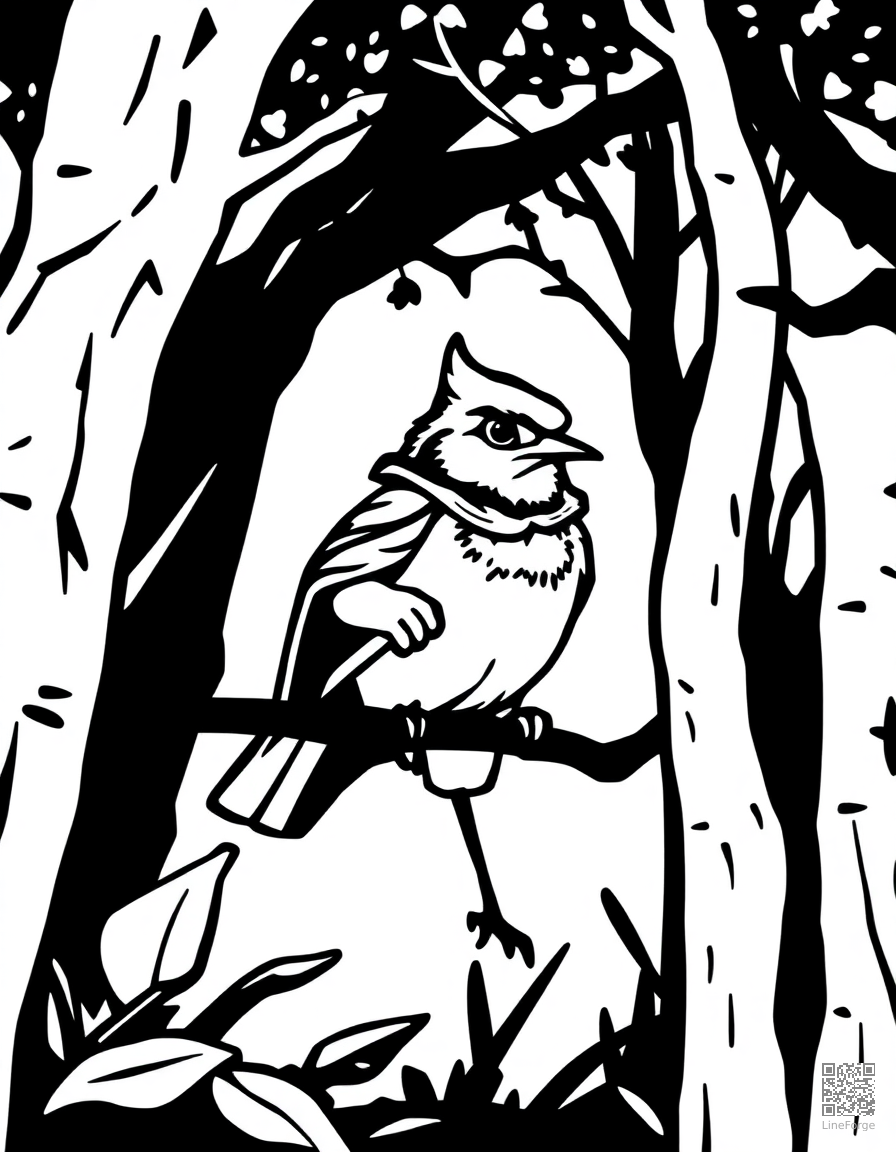 Free robin hood in sherwood forest coloring page in woodcut style — printable line art