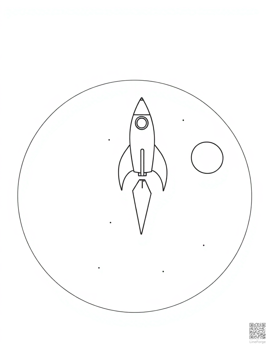 rocket ship landing on the moon coloring page Minimal style - free printable
