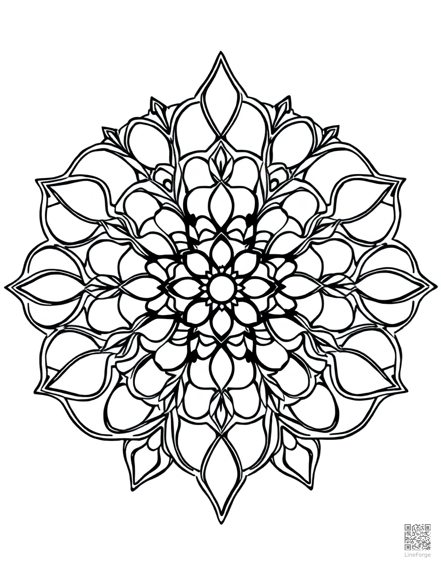 rose window cathedral mandala coloring page Minimal style - free printable