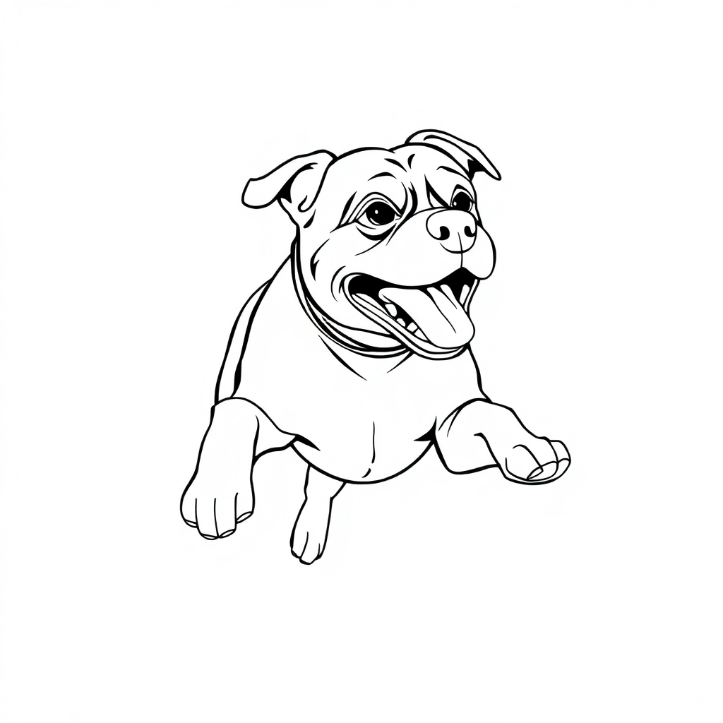 Rottweiler dog — playing and running, energetic and joyful coloring page Manga style - free printable