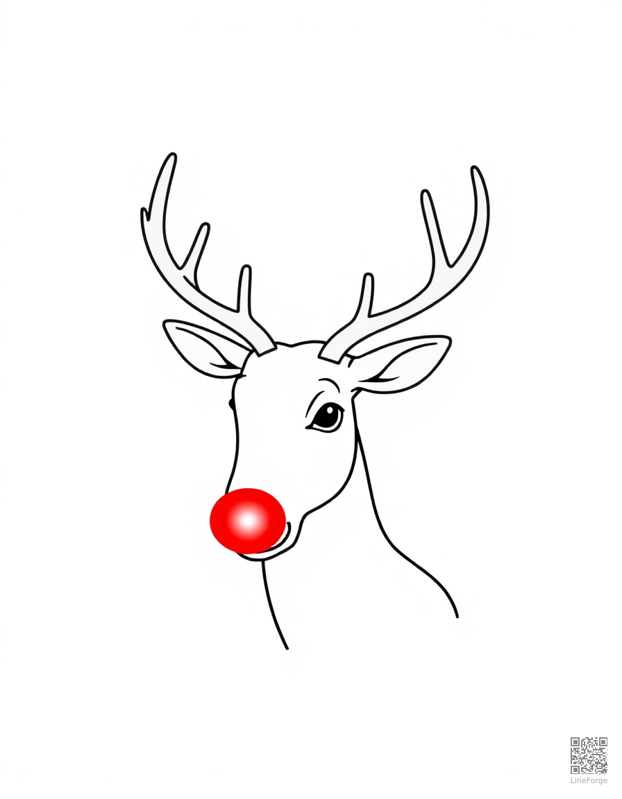 rudolph with his glowing red nose coloring page Minimal style - free printable