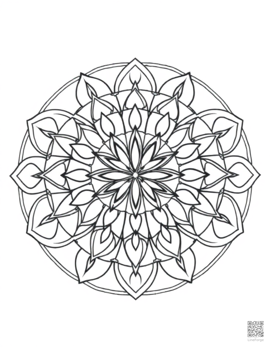 sacred geometry flower of life pattern coloring page Contour style - free printable