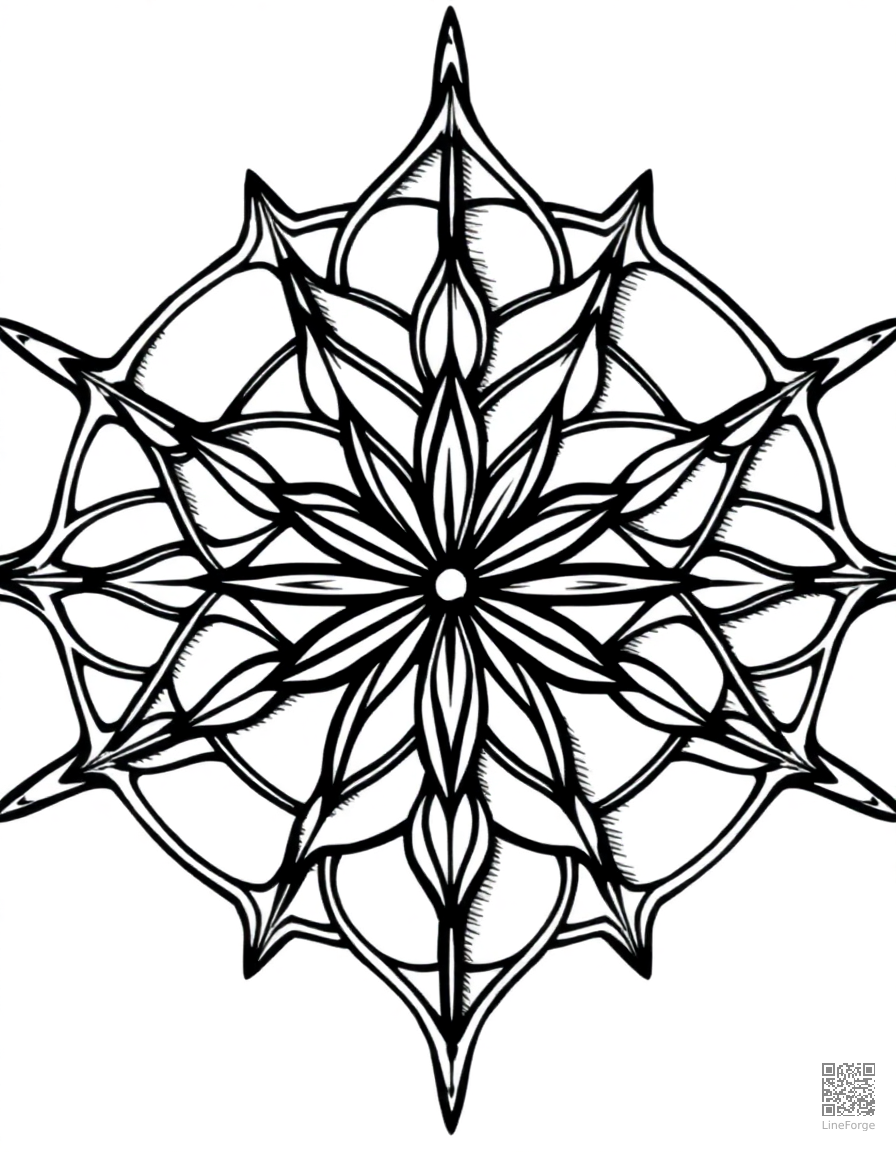 sacred geometry flower of life pattern coloring page Crosshatch style - free printable