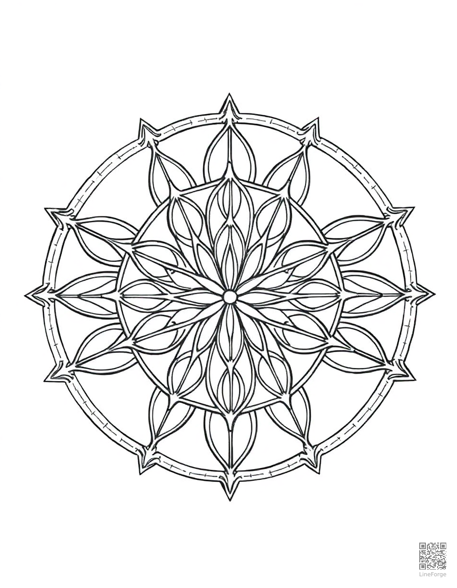 sacred geometry flower of life pattern coloring page Manga style - free printable