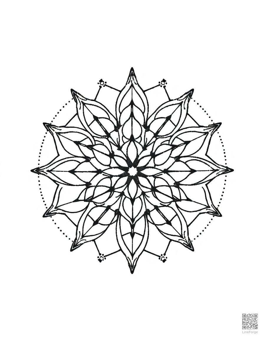 sacred geometry flower of life pattern coloring page Stipple style - free printable
