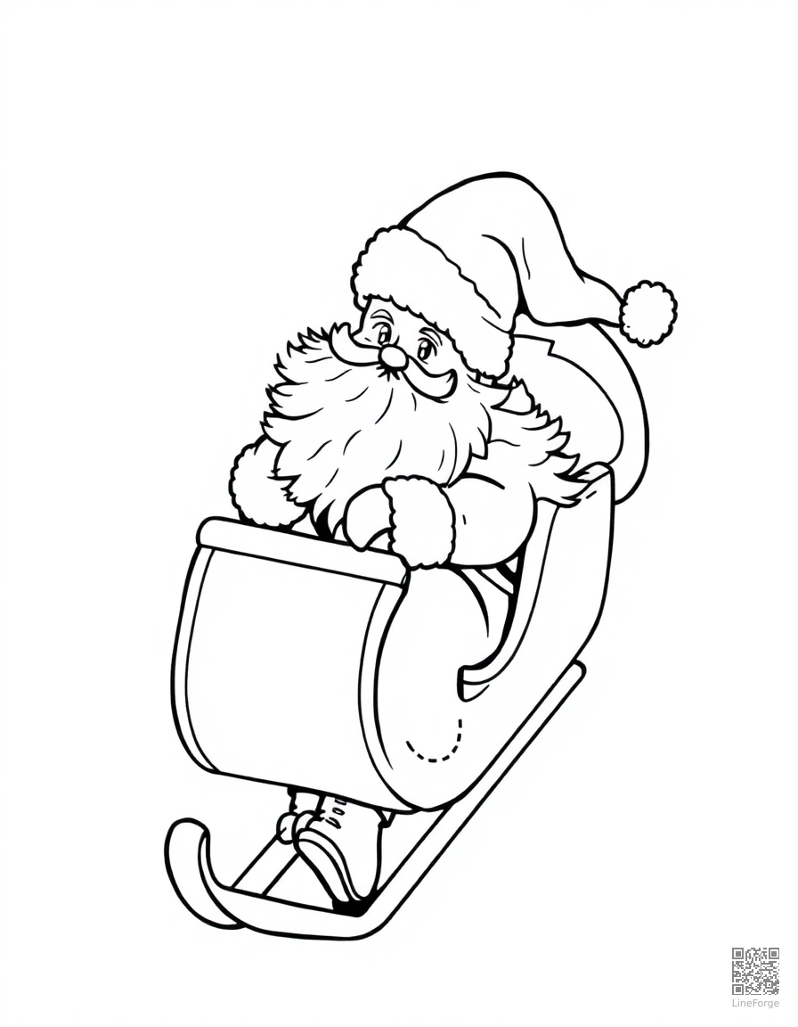 santa claus riding his sleigh through the sky coloring page Manga style - free printable