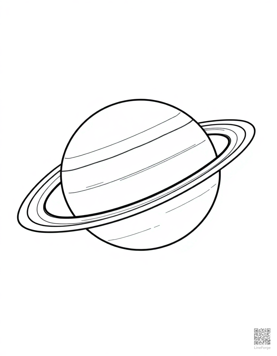 saturn with its beautiful rings coloring page Minimal style - free printable