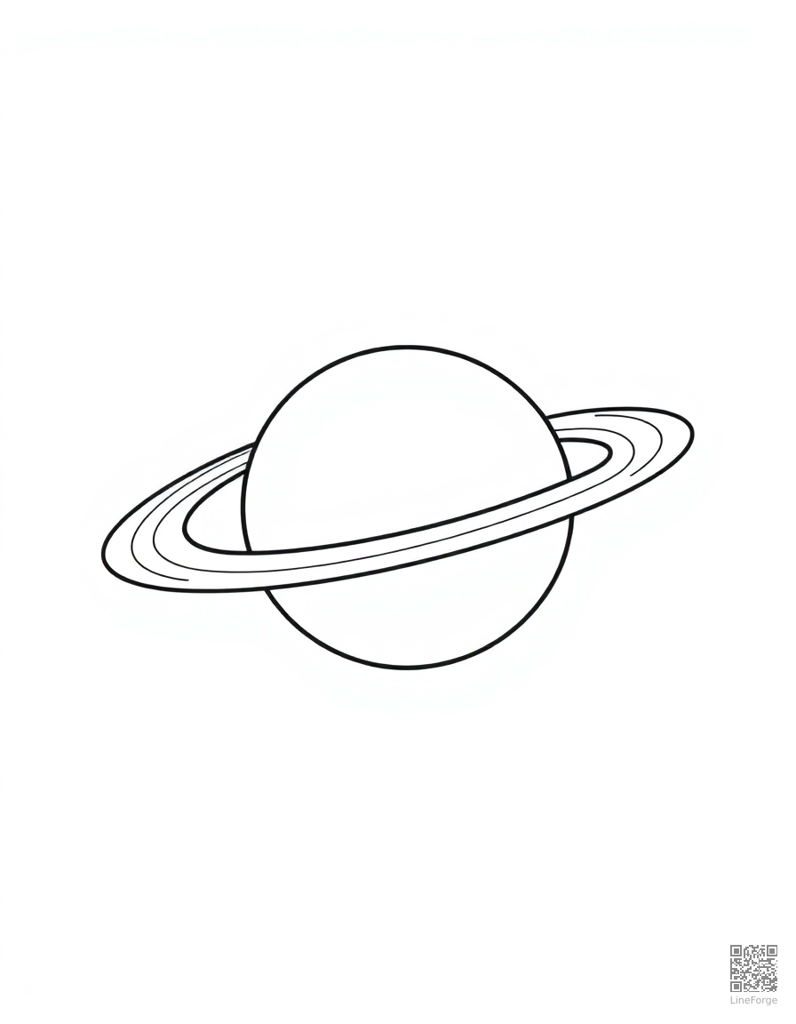 Saturn with its rings up close coloring page Minimal style - free printable