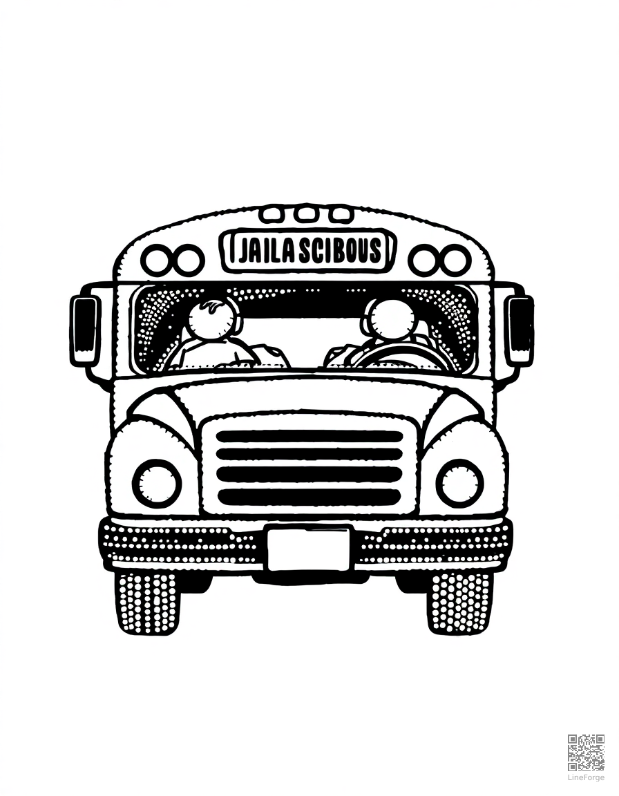 school bus picking up children coloring page Stipple style - free printable