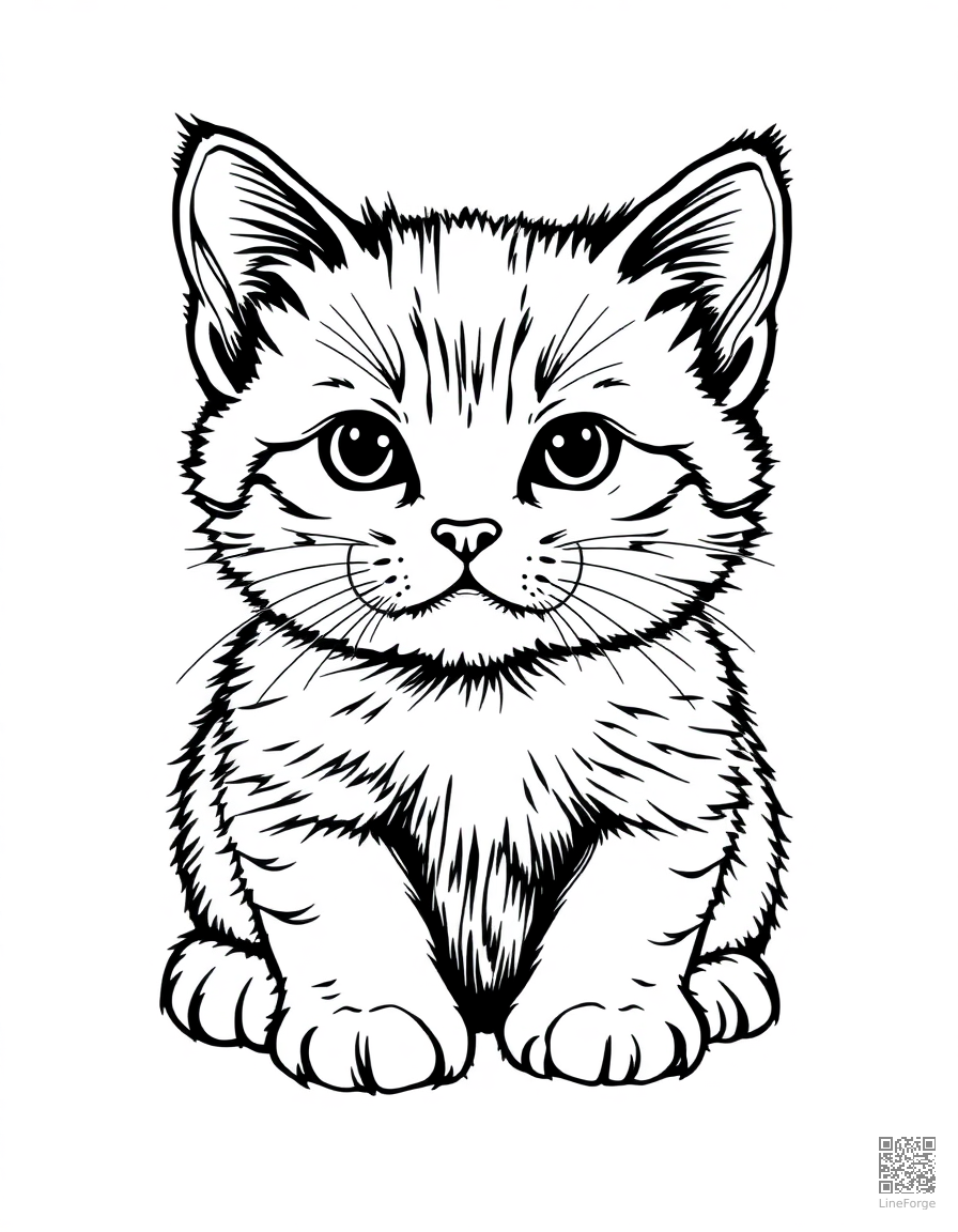 scottish fold kitten with folded ears coloring page Crosshatch style - free printable