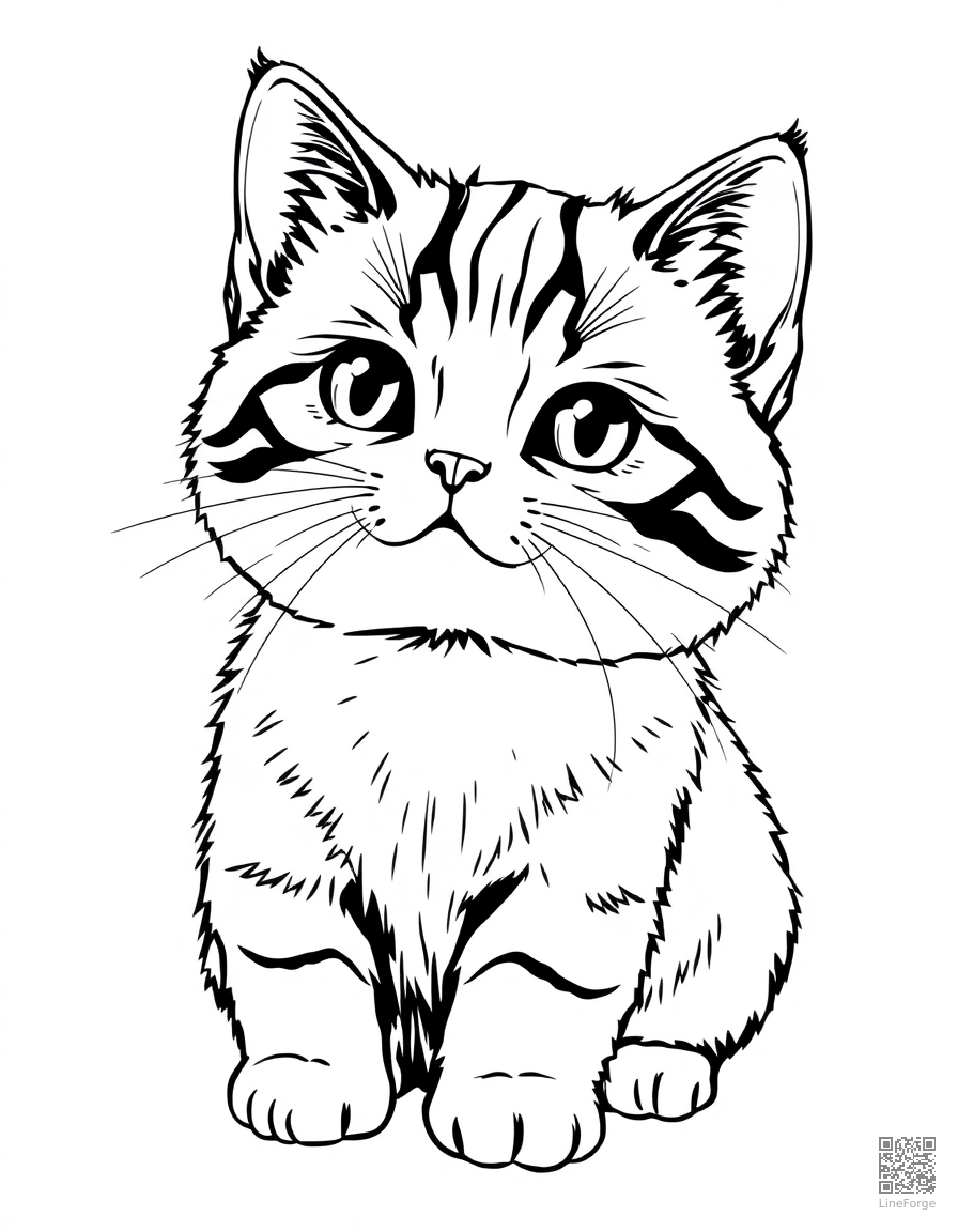 scottish fold kitten with folded ears coloring page Manga style - free printable