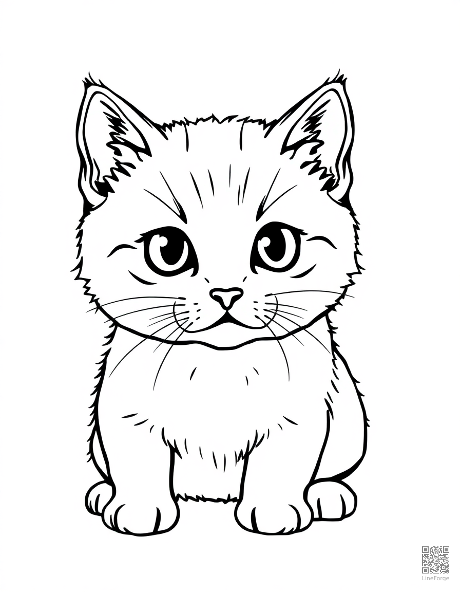 scottish fold kitten with folded ears coloring page Minimal style - free printable