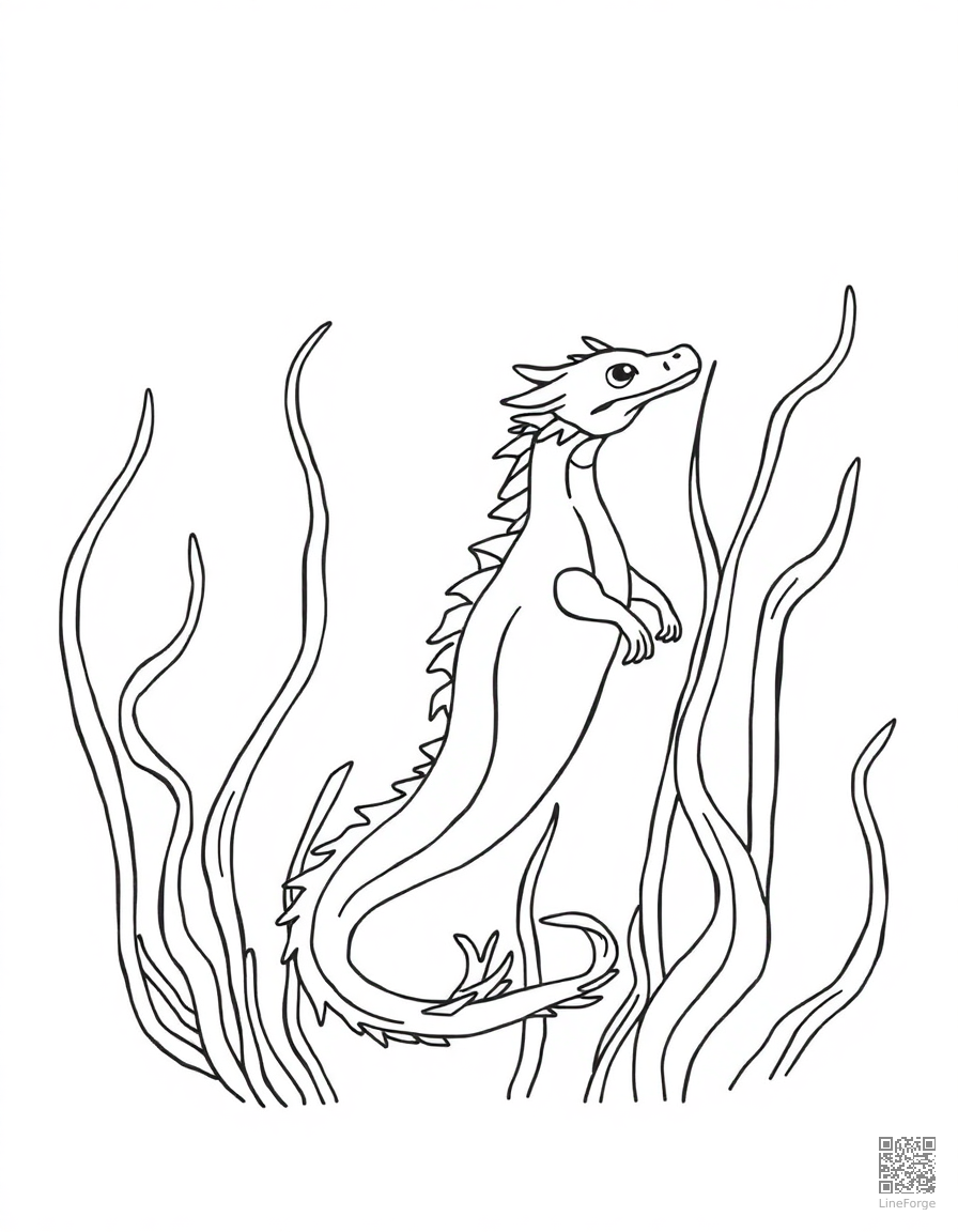 sea dragon floating among kelp coloring page Minimal style - free printable