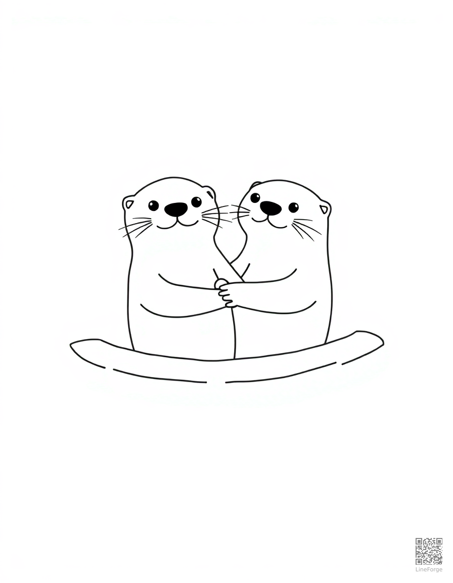 sea otter holding hands while floating coloring page Minimal style - free printable