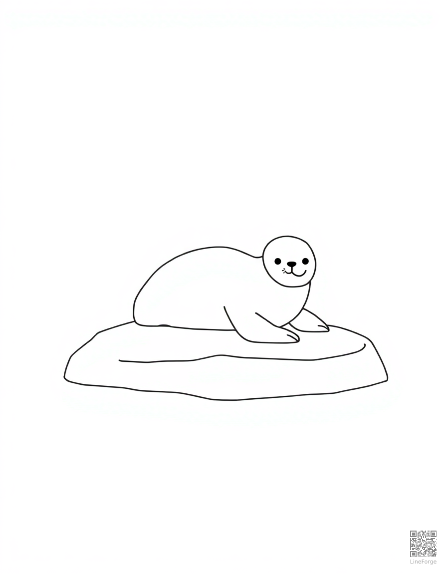 seal pup resting on an ice floe coloring page Minimal style - free printable