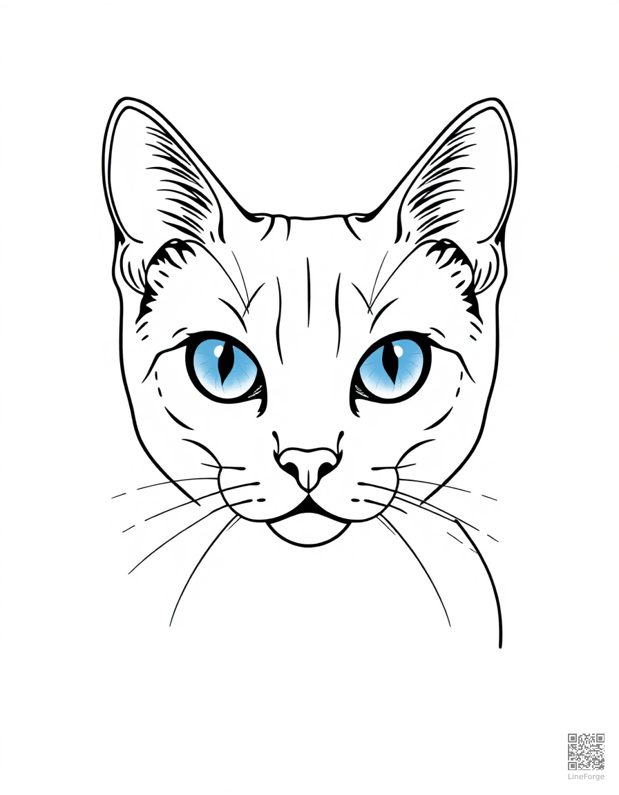 Siamese cat with blue eyes coloring page Minimal style - free printable