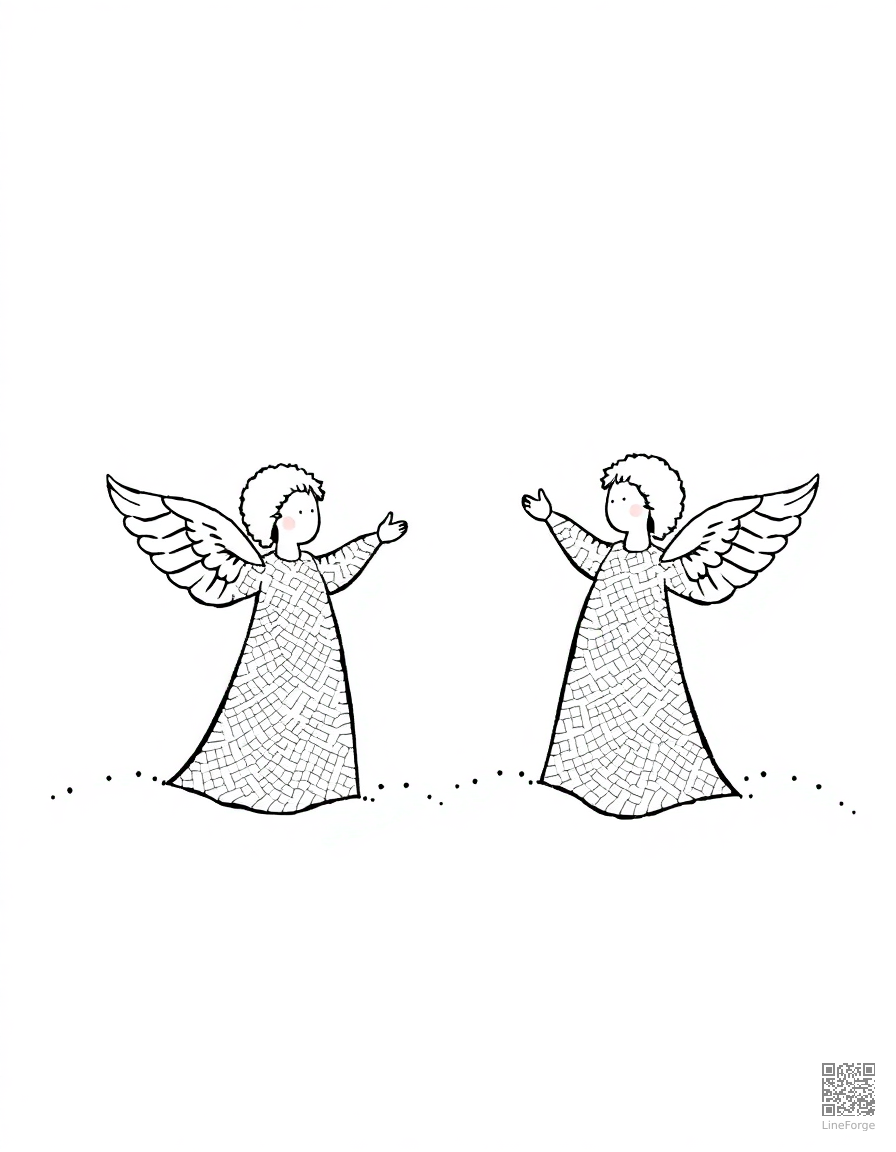 snow angels in fresh powder coloring page Stipple style - free printable