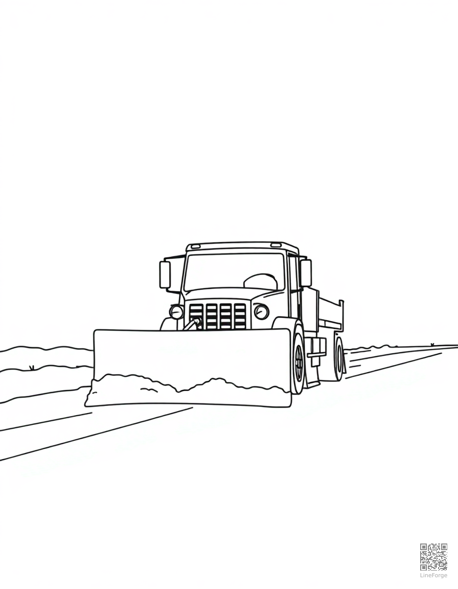 snow plow clearing a road in winter coloring page Minimal style - free printable