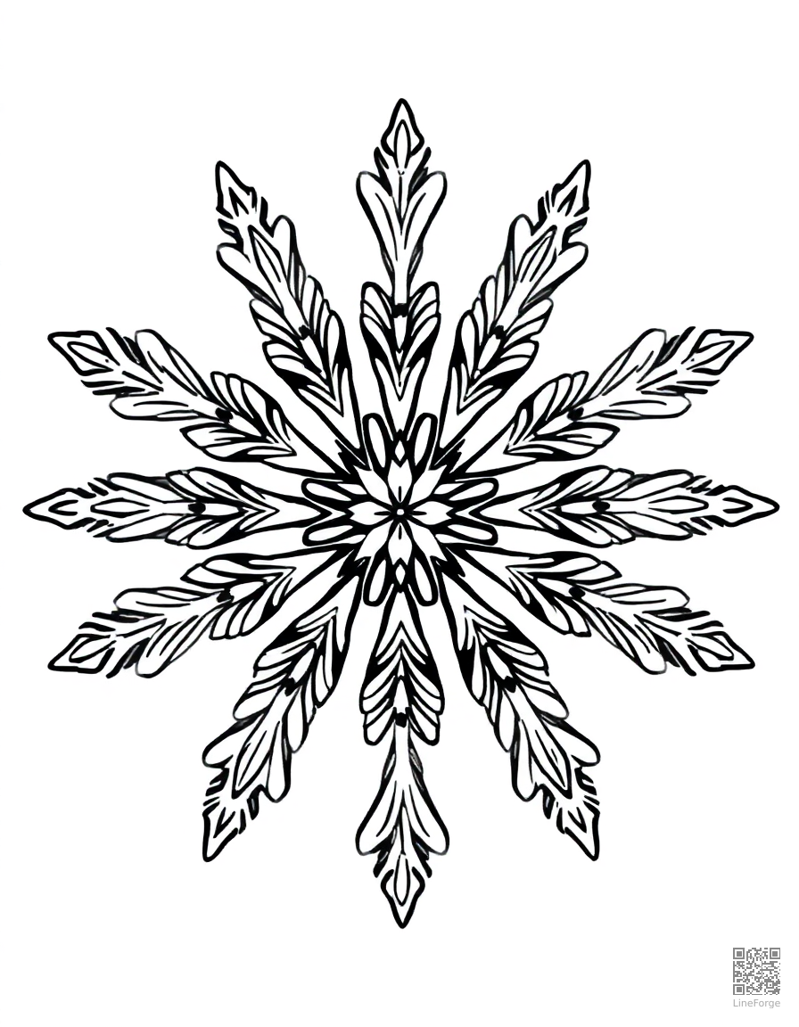snowflake mandala with crystal patterns coloring page Minimal style - free printable