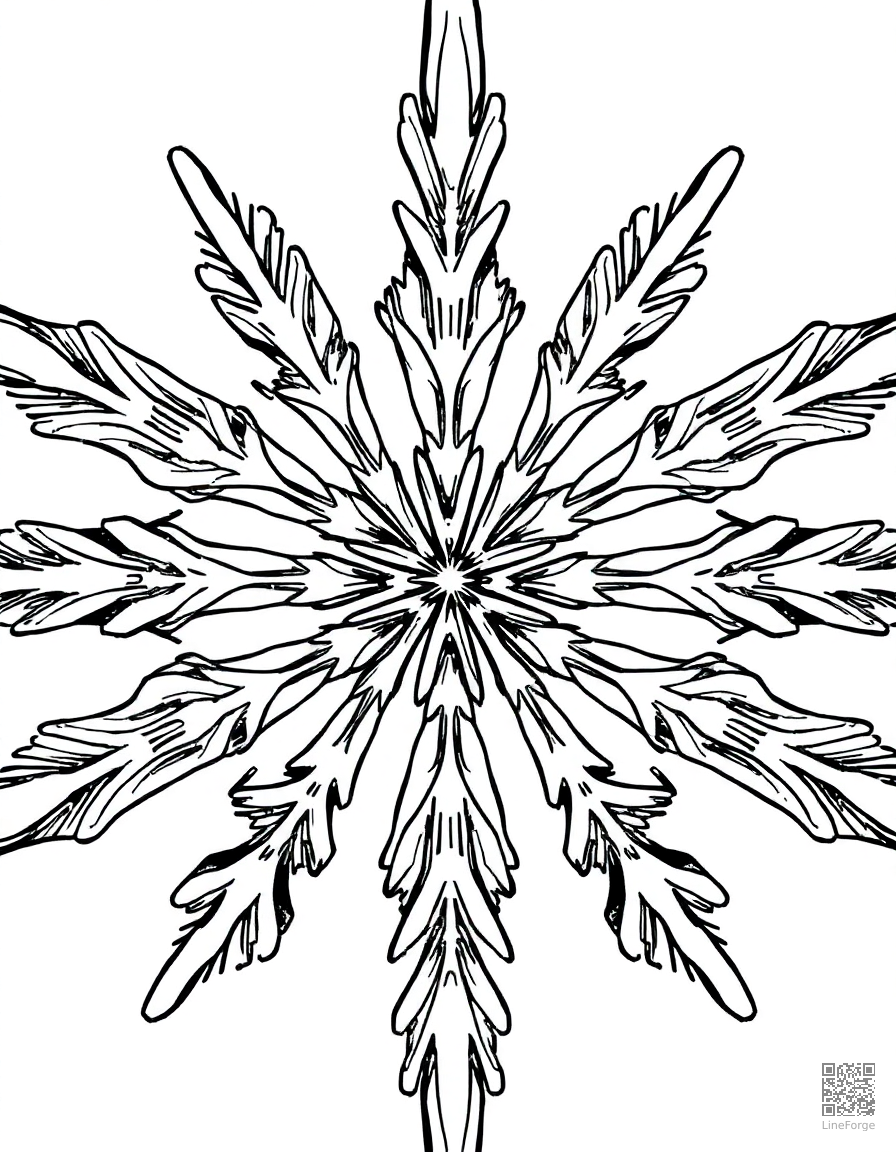 snowflake pattern close-up detailed design coloring page Manga style - free printable