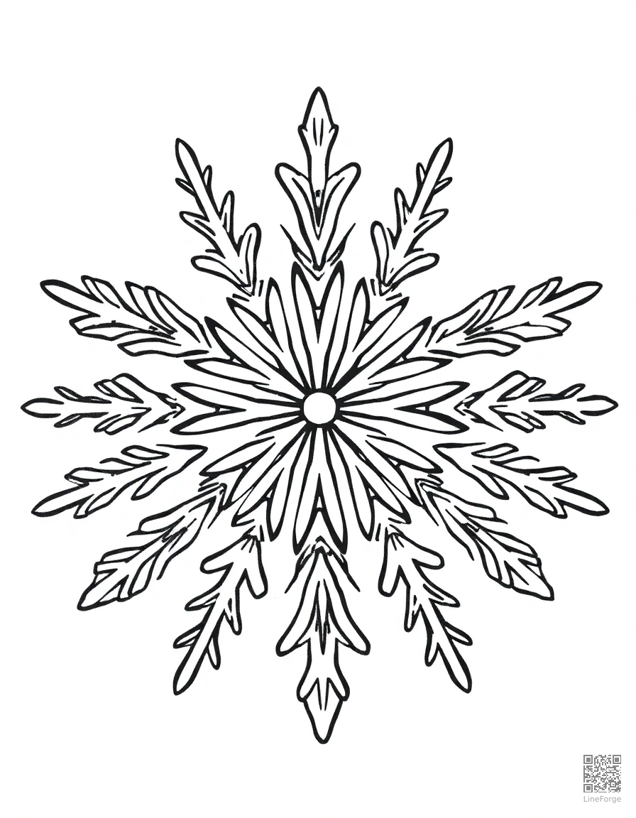snowflake pattern close-up detailed design coloring page Minimal style - free printable
